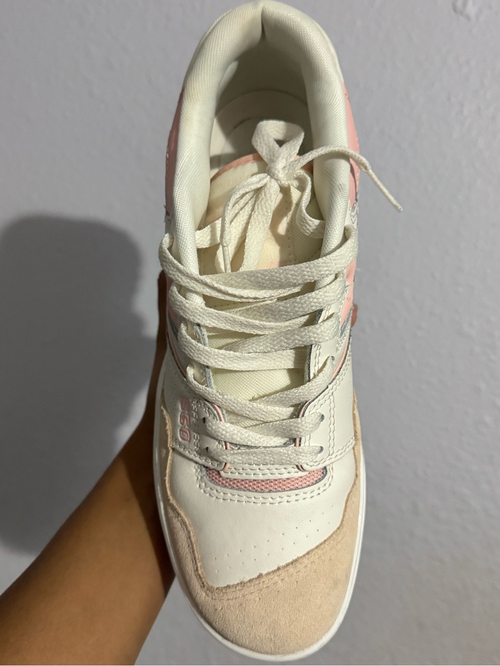 New Balance Women's 550 Retro Sneaker in White and Pink - Picture 3 of 4